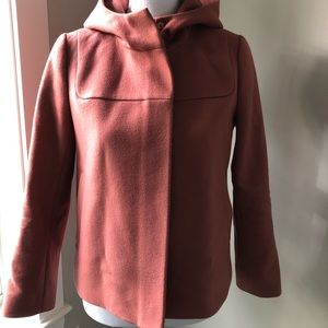 J Crew Wool Melton Hooded Bib Jacket